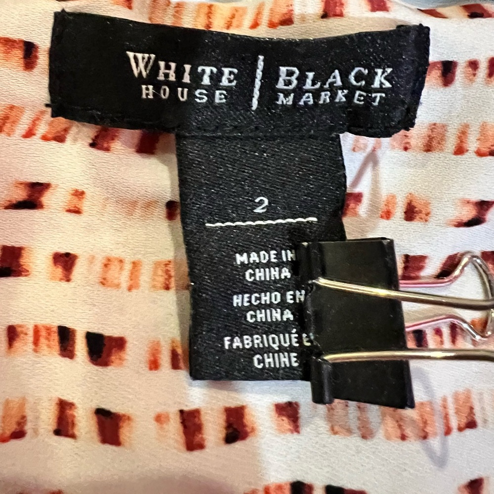 White House Black Market Size 2 Patterned Sleeveless Scoop Neck Blouse